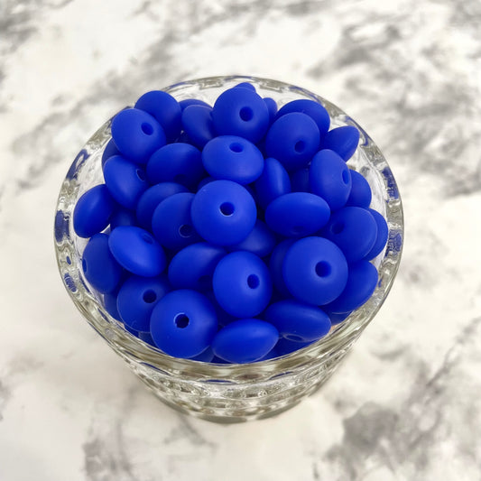 12mm Lentil Silicone Beads - Royal Blue