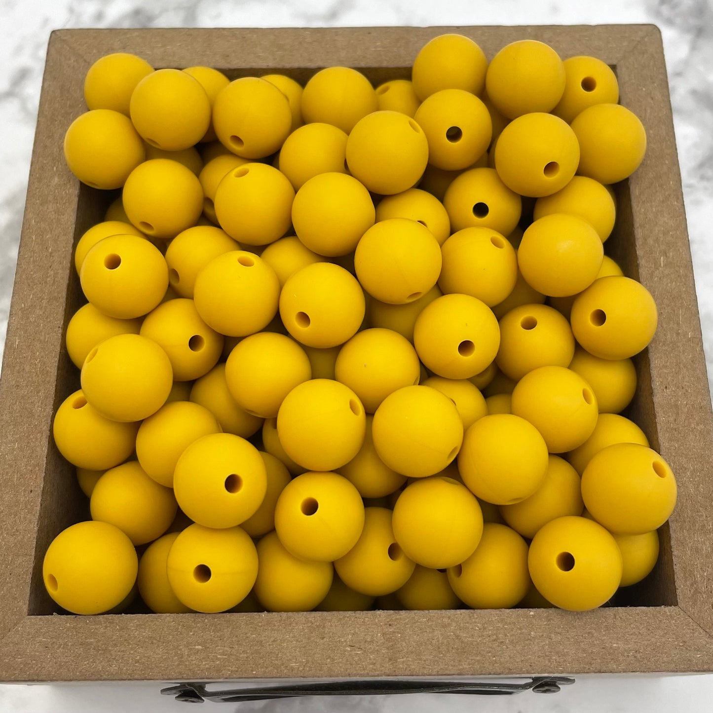 12mm Round Silicone Beads - Mustard