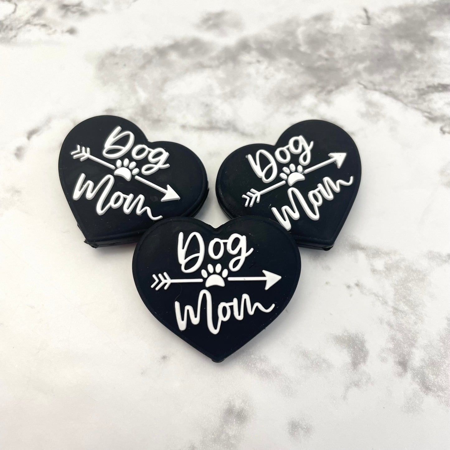 Dog Mom Heart Silicone Focal Bead