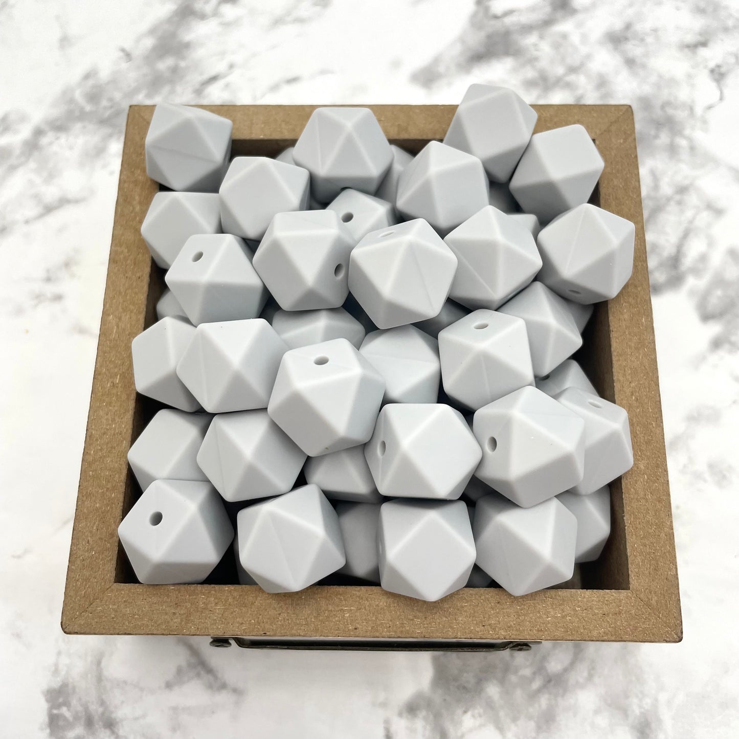 Hex 14mm Silicone Beads - Light Gray