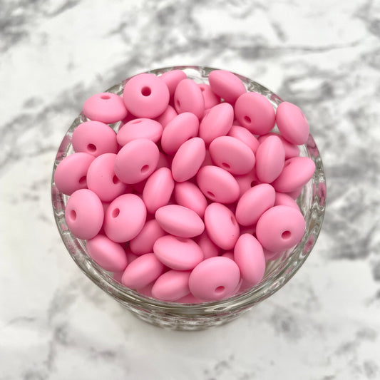 12mm Lentil Silicone Beads - Pink Lemonade