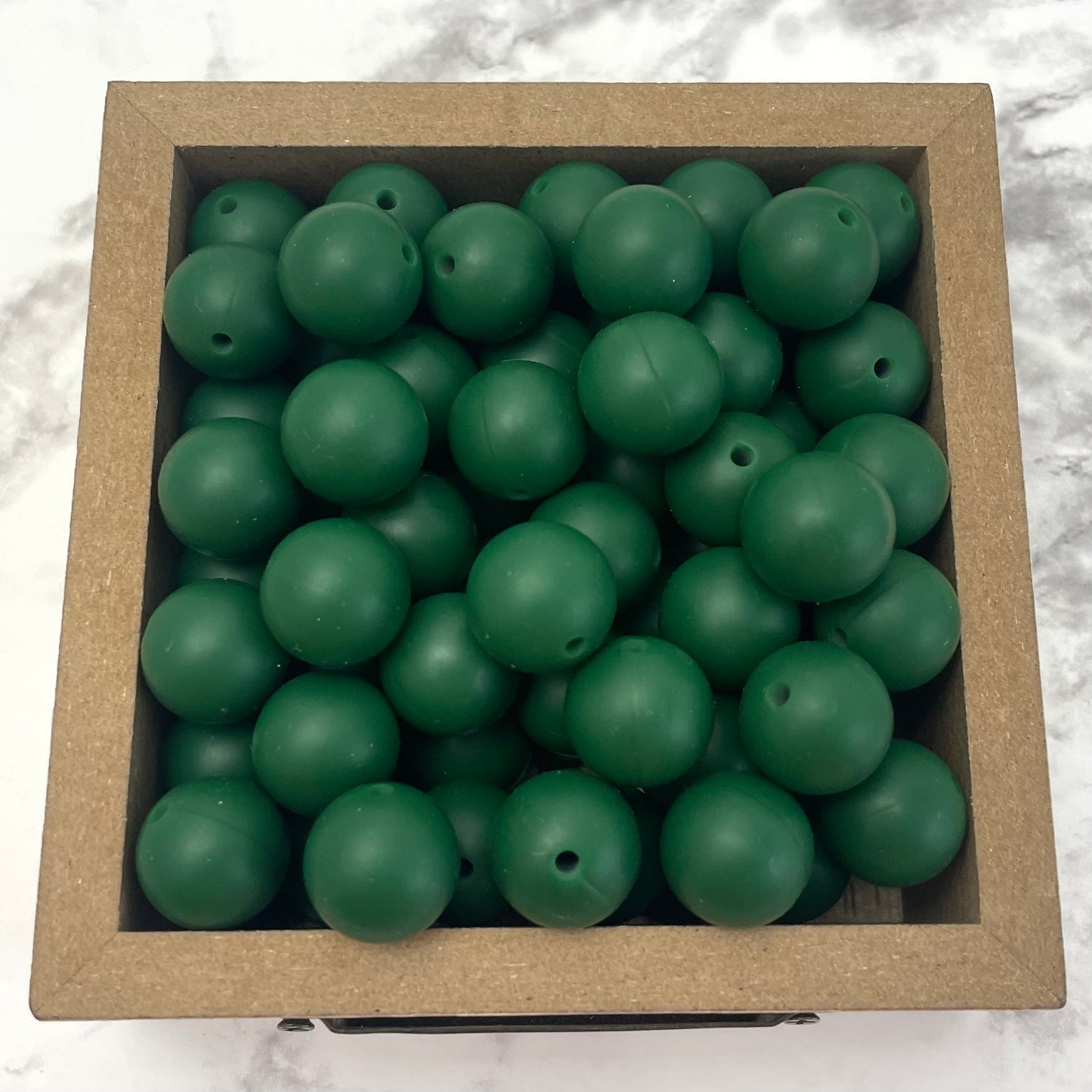 15mm Round Silicone Beads - Forest Green