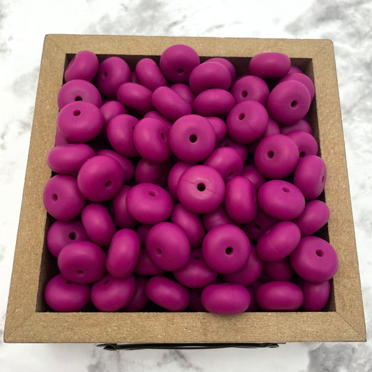 14mm Abacus Silicone Beads - Plum