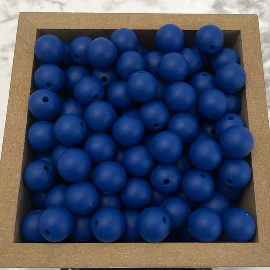 12mm Round Silicone Beads - Sapphire