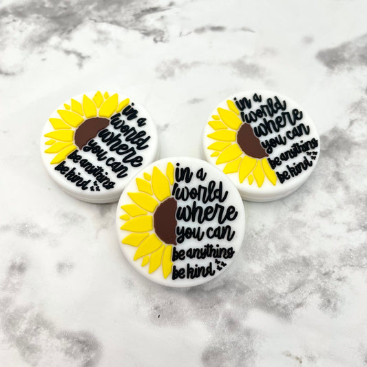 Be Kind Sunflower Silicone Focal Bead