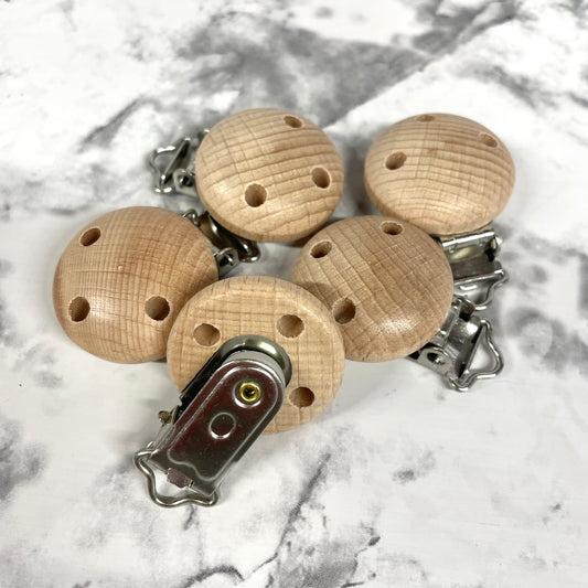 3-Hole Beech Wood Pacifier Clip 30mm