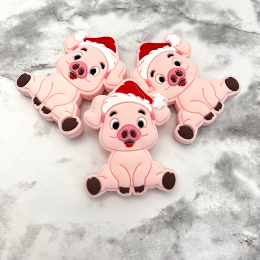 Christmas Pig Silicone Focal Bead