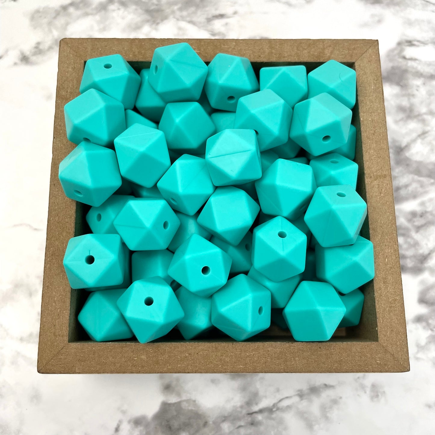 Hex 14mm Silicone Beads - Turquoise