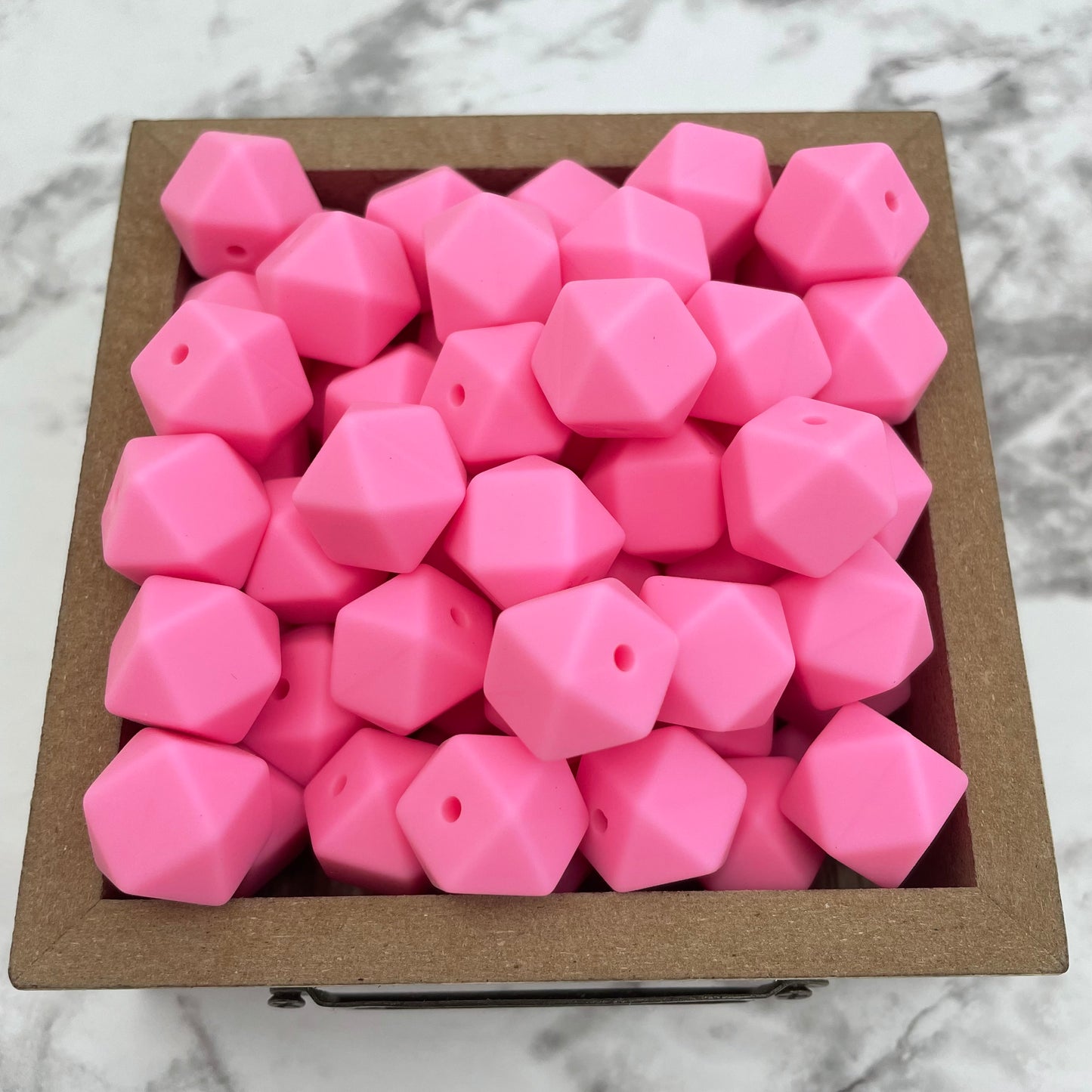 Hex 14mm Silicone Beads - Pink