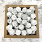 Hex 14mm Silicone Beads - White Marble