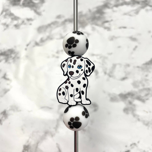 Dalmatian Puppy Dog Silicone Focal Bead