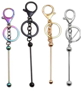Artelye 5 Pcs Beadable Keychains Bars, Metal Beadable DIY Keyring Items Kit  for Kids Students Women Men