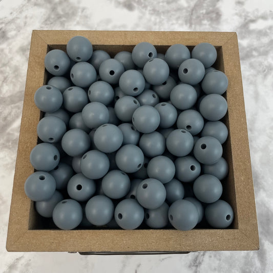 12mm Round Silicone Beads - Dark Gray