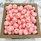 14mm Abacus Silicone Beads - Rose Quartz