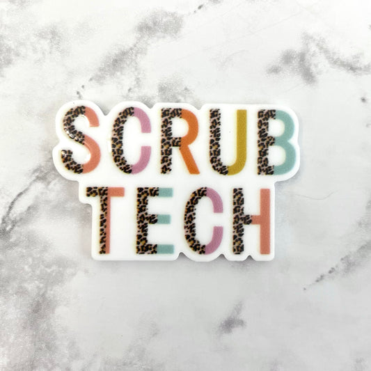 Scrub Tech Leopard Words Planar Resin Flatback