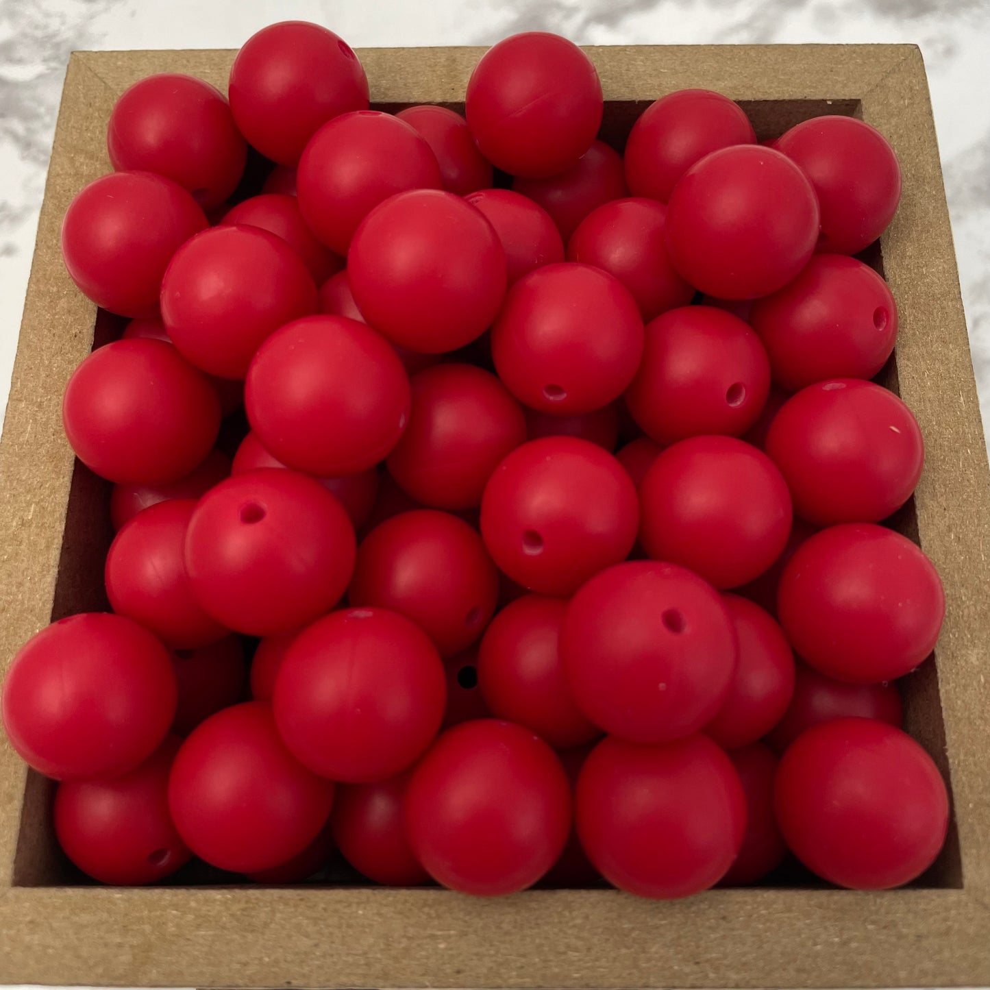 15mm Round Silicone Beads - Scarlet Red