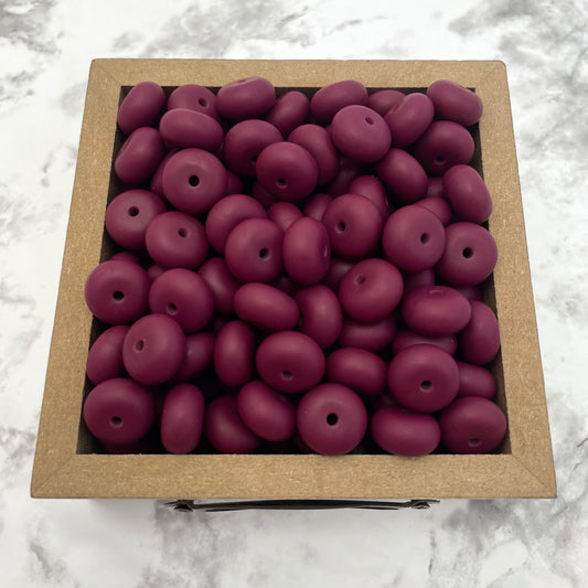 14mm Abacus Silicone Beads - Red Wine