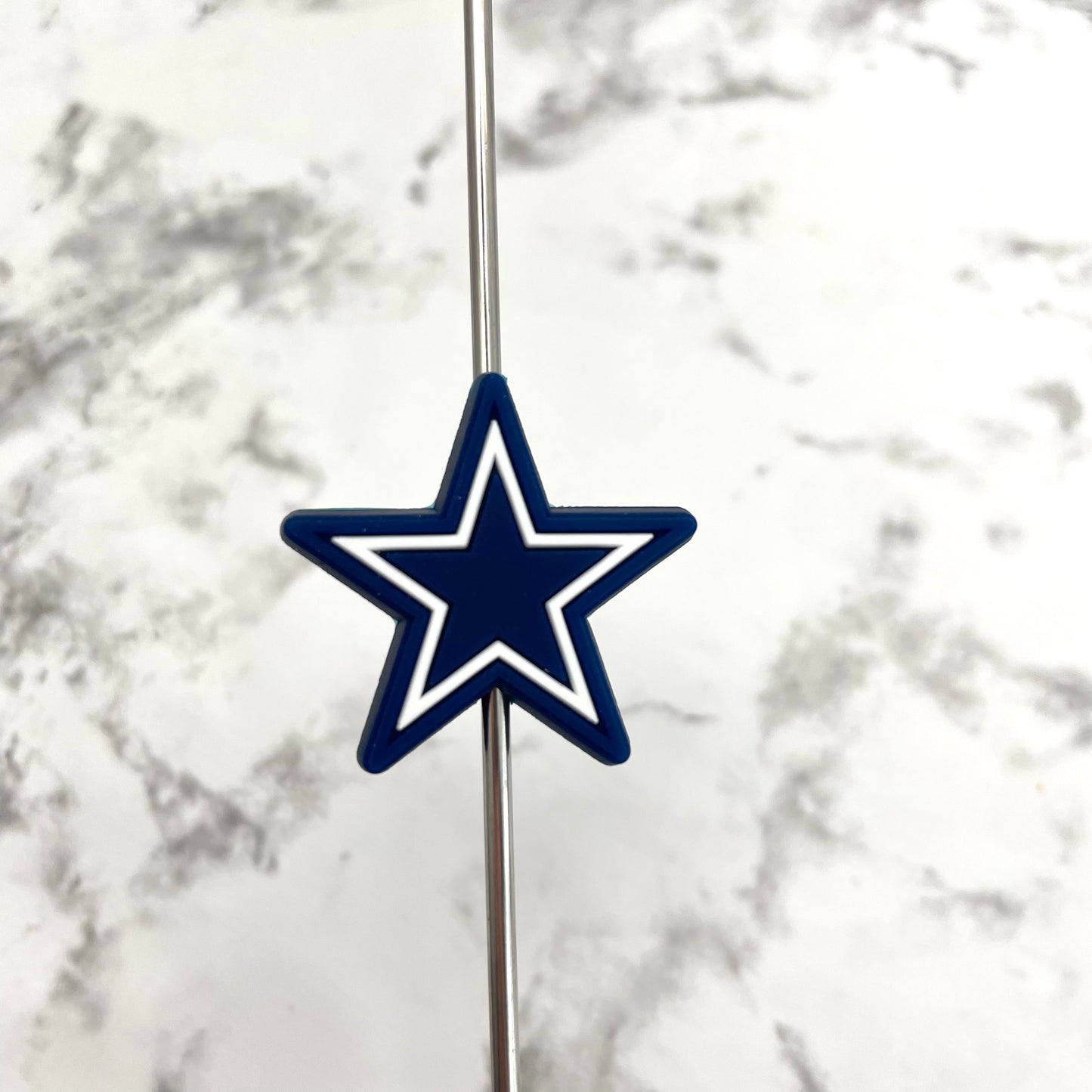 Navy Star Silicone Focal Bead