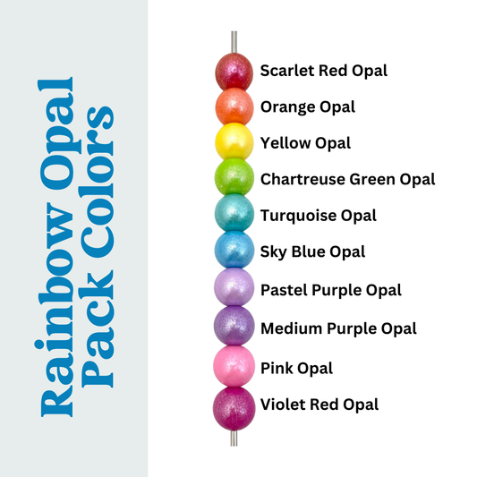 15mm Round Silicone Bead Pack - Rainbow Opals (100pcs)