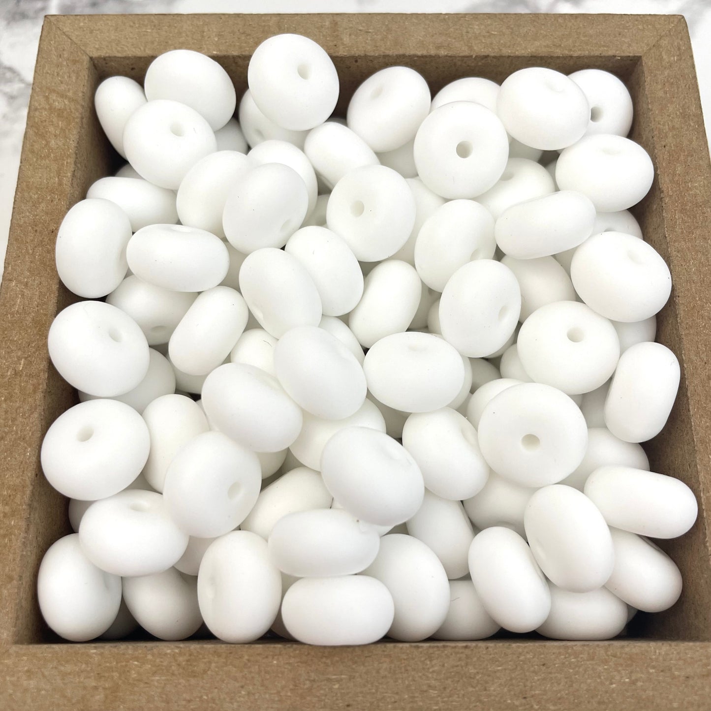 14mm Abacus Silicone Beads - White