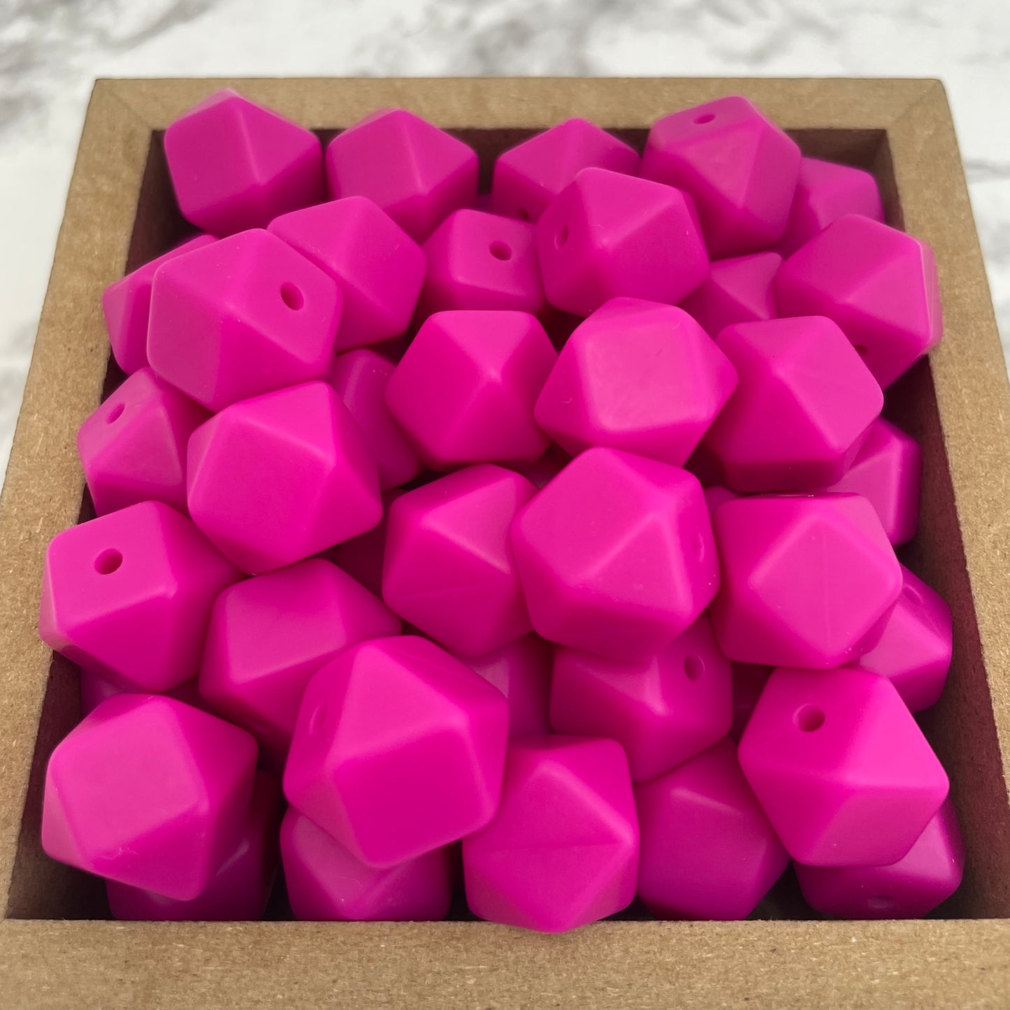 Hex 14mm Silicone Beads - Violet Red