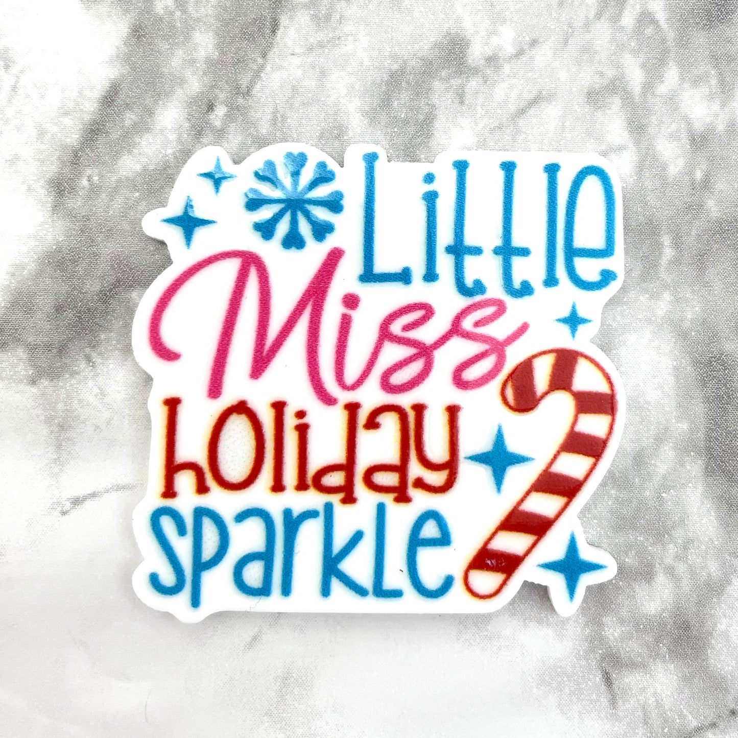 Little Miss Holiday Sparkle Planar Resin Flatback