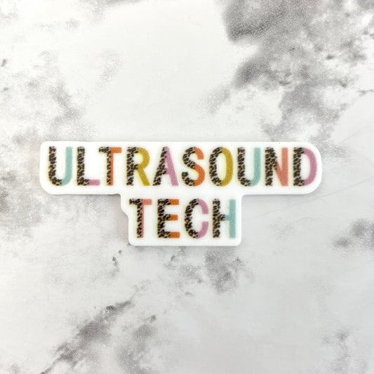 Ultrasound Tech Leopard Words Planar Resin Flatback