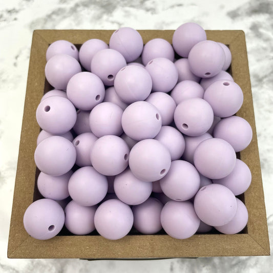 15mm Round Silicone Beads - Lavender Fog