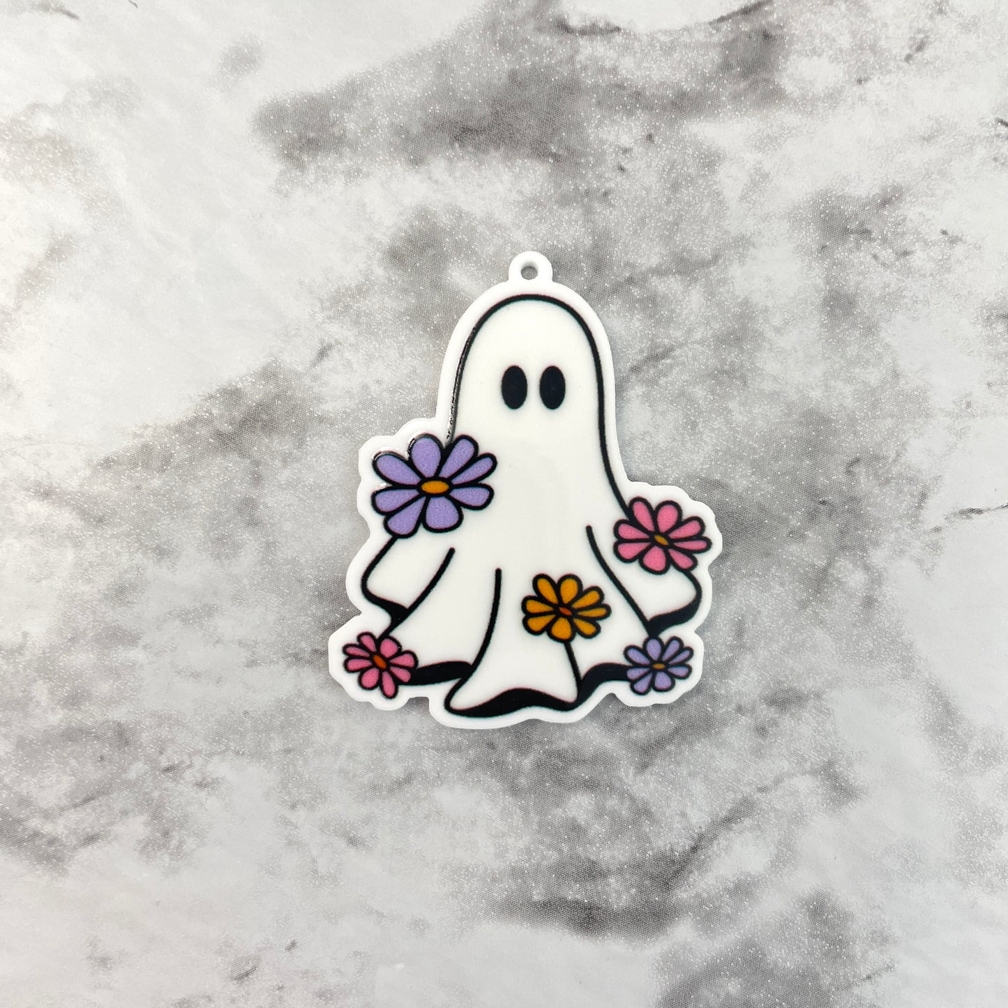 Flower Ghost Planar Resin Flatback with Hole