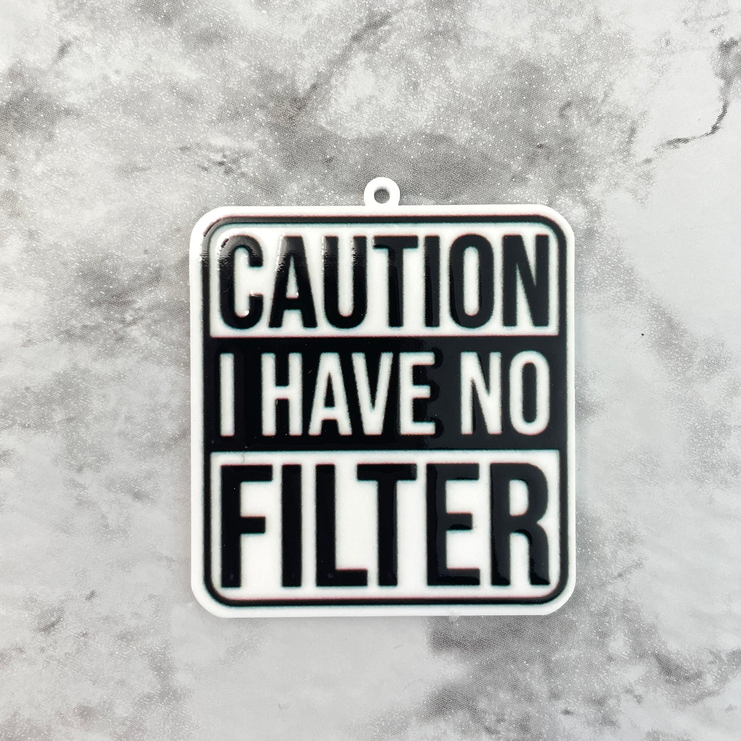 Caution I Have No Filter Planar Resin Flatback with Hole