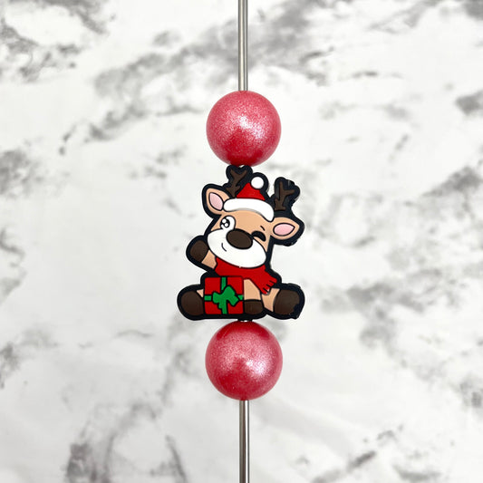 Winky the Reindeer Silicone Focal Bead