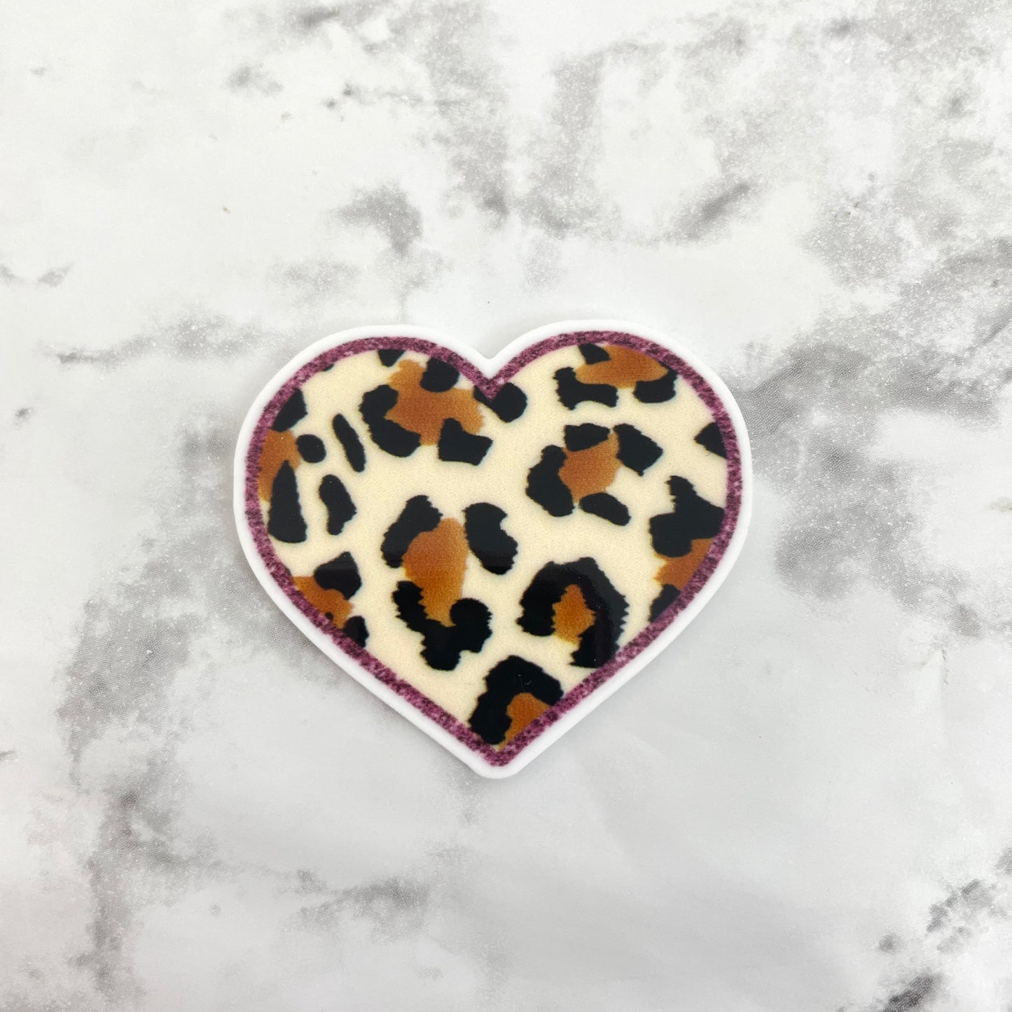 Leopard Heart Planar Resin Flatback