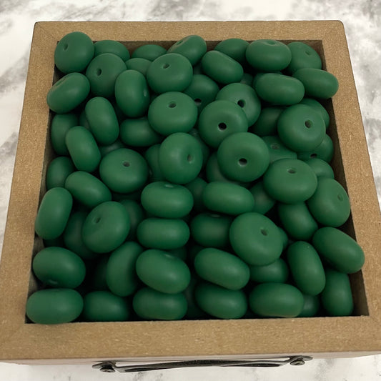 14mm Abacus Silicone Beads - Forest Green