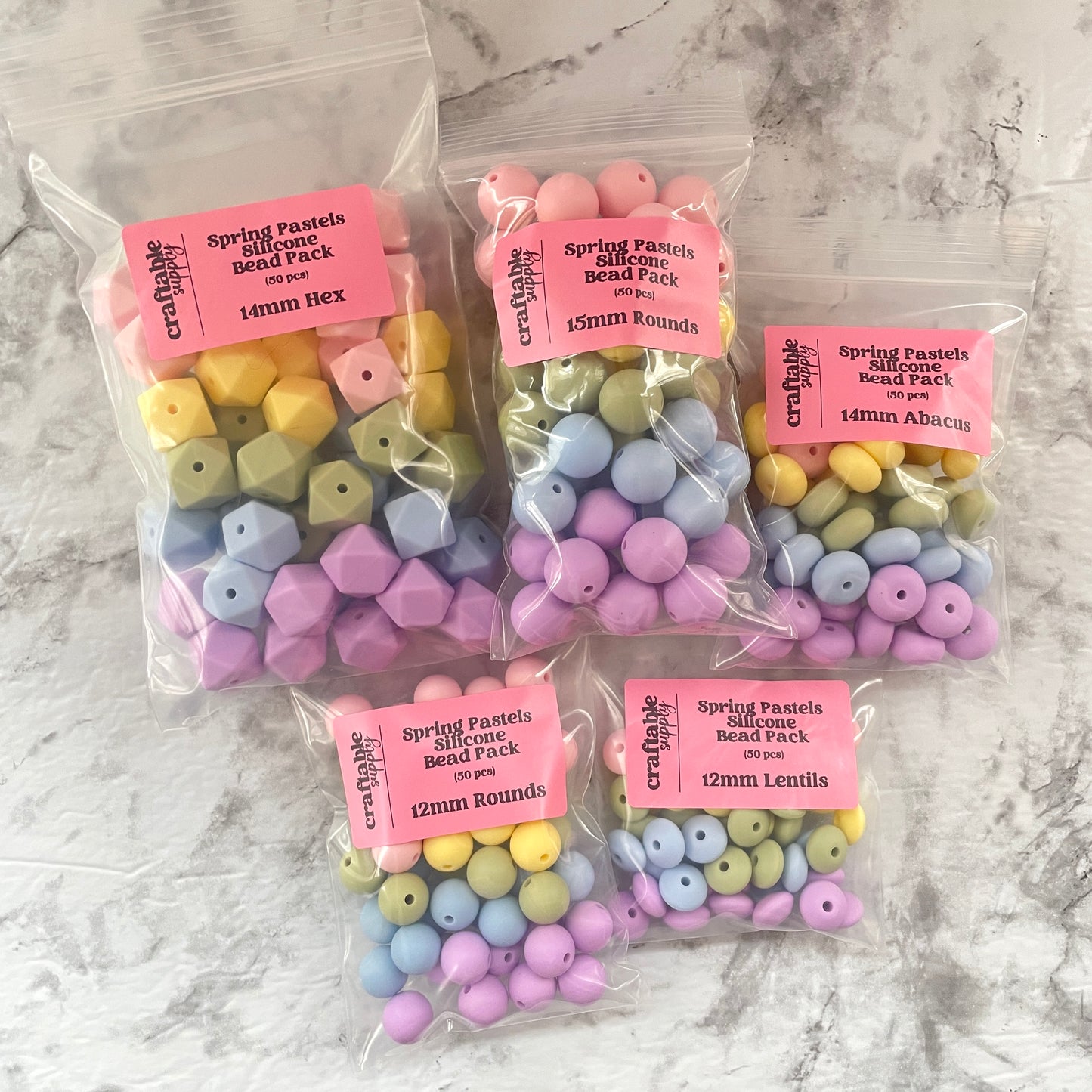 Spring Pastels Silicone Bead Packs (50pcs)