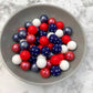 15mm Silicone Bead Pack - Patriotic Sparkle (50pcs)