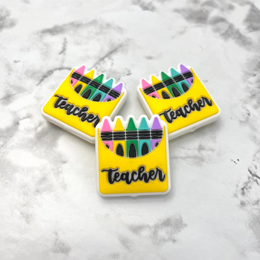 Teacher Crayon Pack Silicone Focal Bead