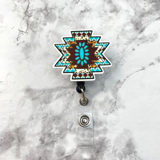 Tribal Turquoise Diamond Planar Resin Flatback