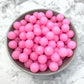 15mm Round Silicone Beads - Pink Glitter