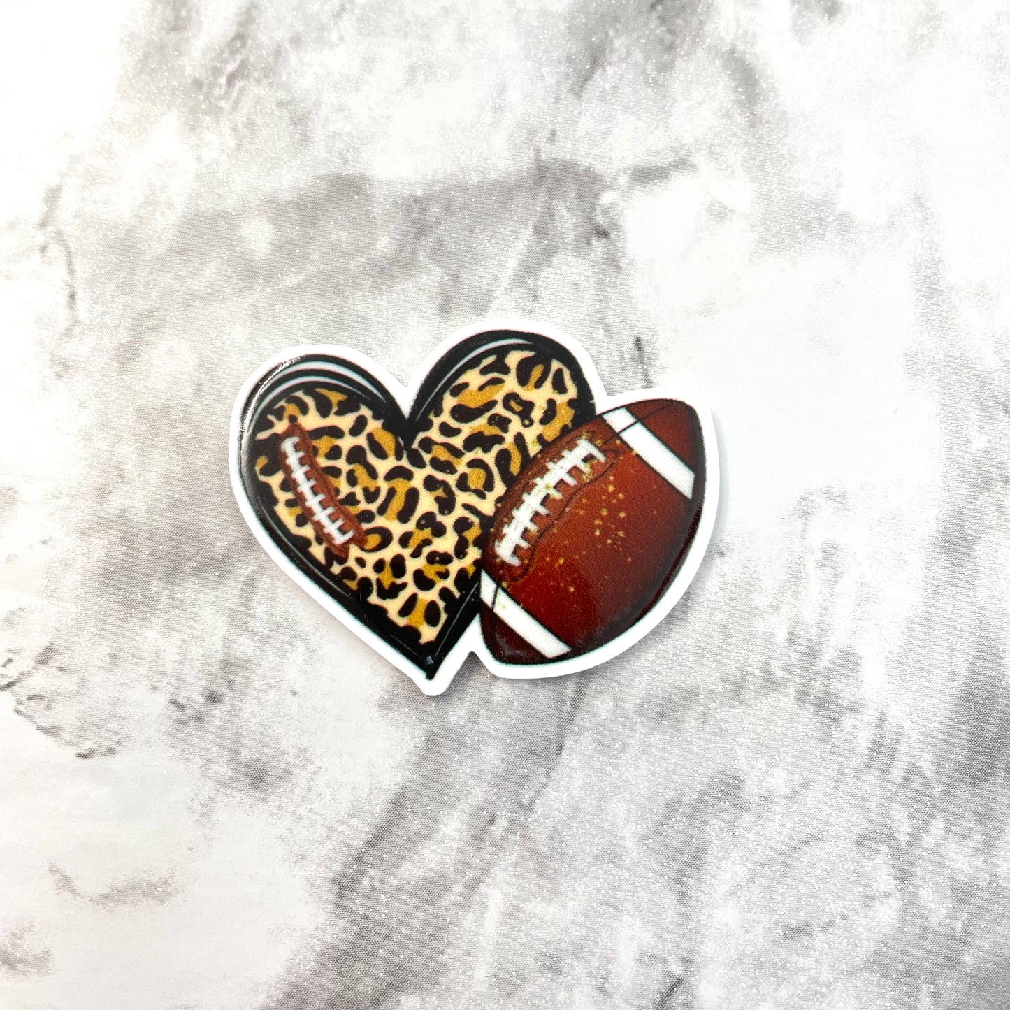 Leopard Heart Football Planar Resin Flatback