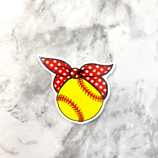 Polka Dot Softball Planar Resin Flatback