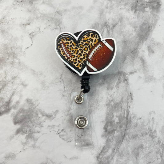 Leopard Heart Football Planar Resin Flatback