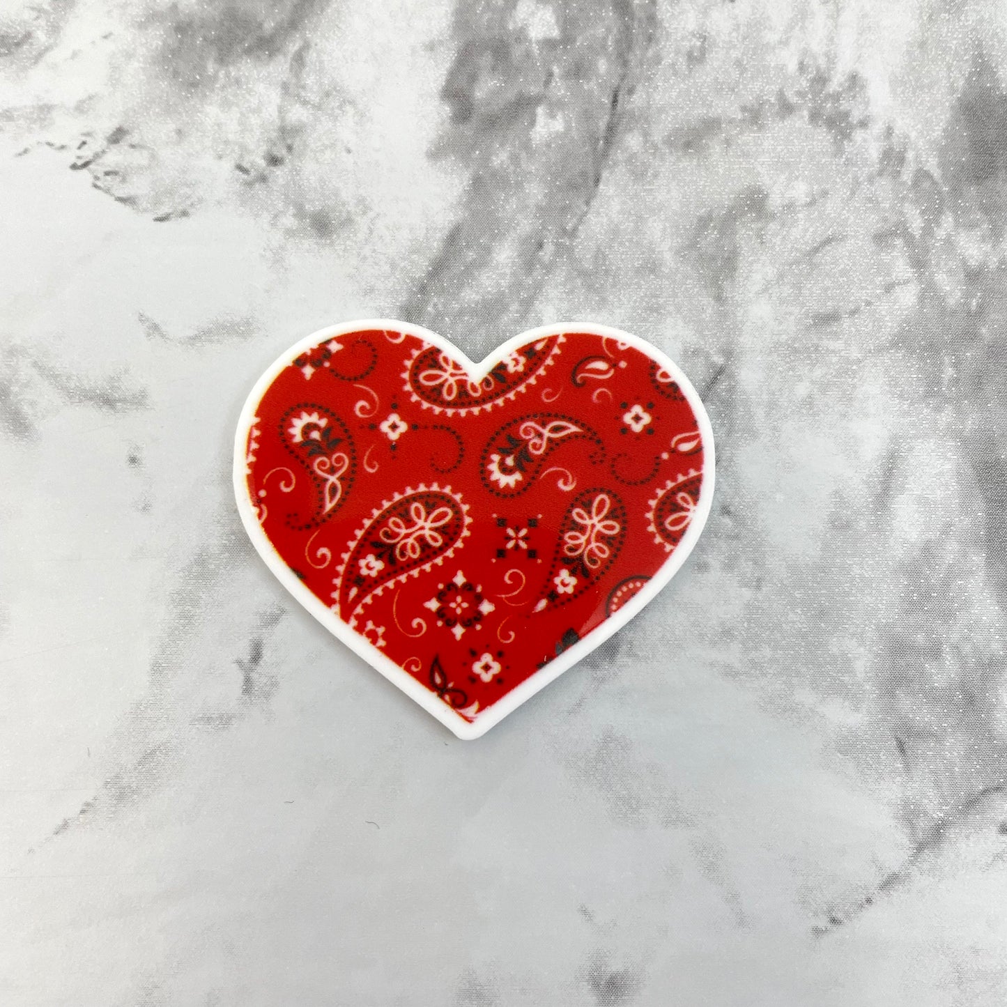 Red Paisley Heart Planar Resin Flatback