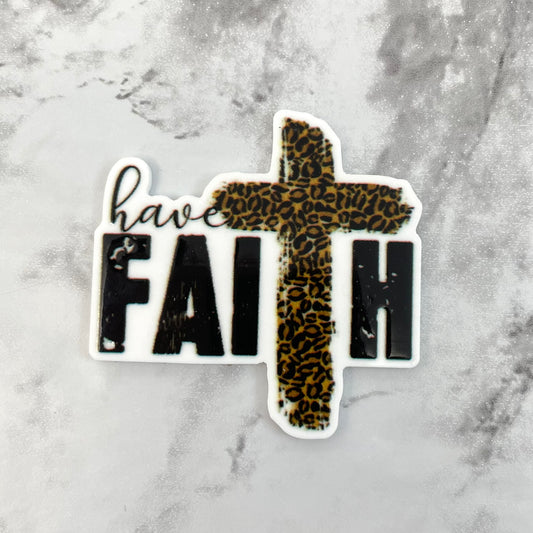 Have Faith Leopard Cross Planar Resin Flatback