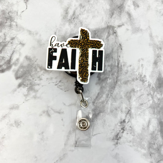 Have Faith Leopard Cross Planar Resin Flatback