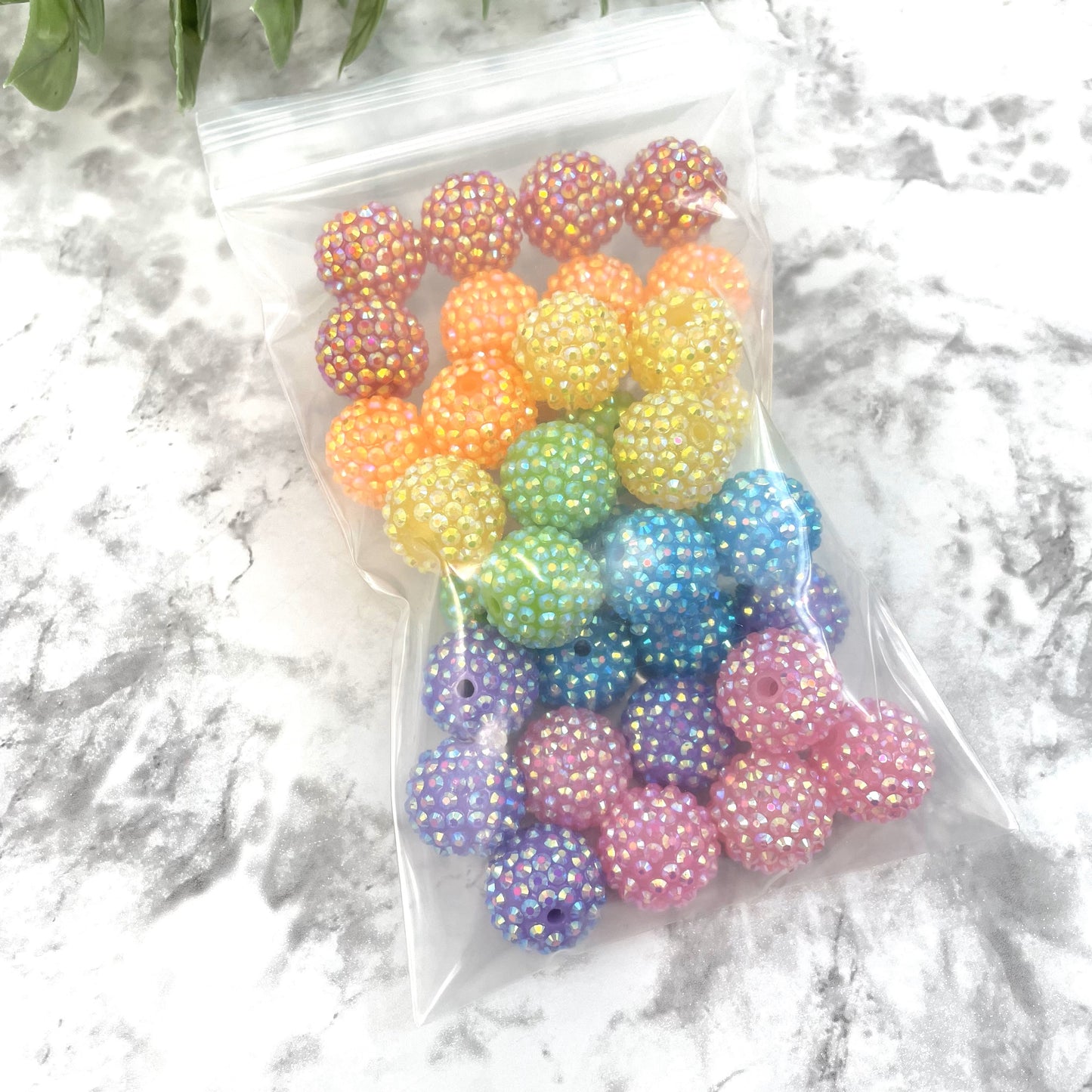 20mm Rhinestone Bead Pack - Rainbow (35pcs)