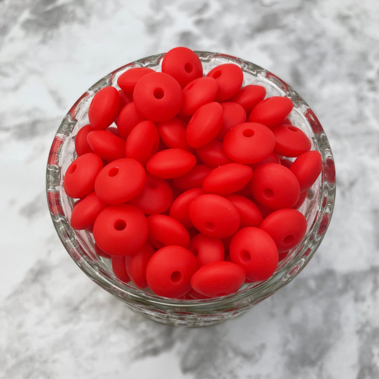 12mm Lentil Silicone Beads - Strawberry Red