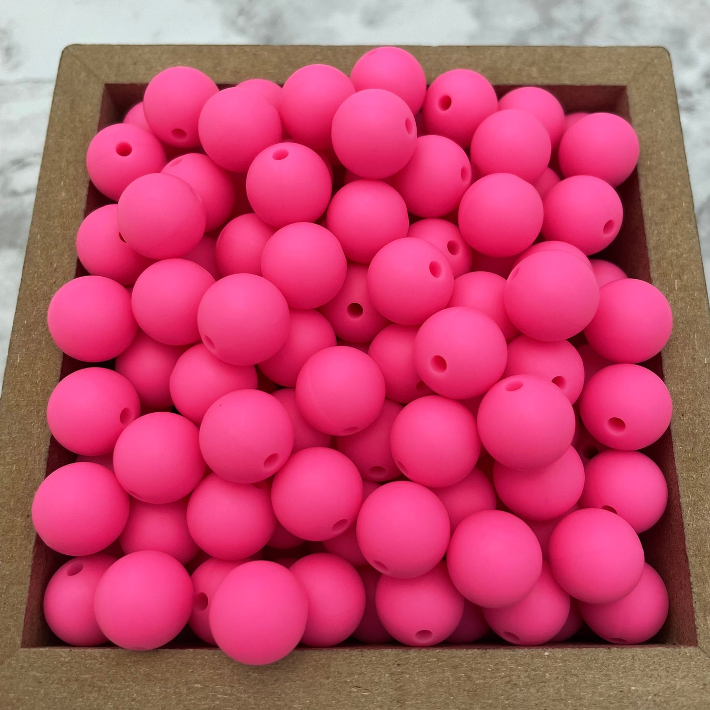 12mm Round Silicone Beads - Hot Pink