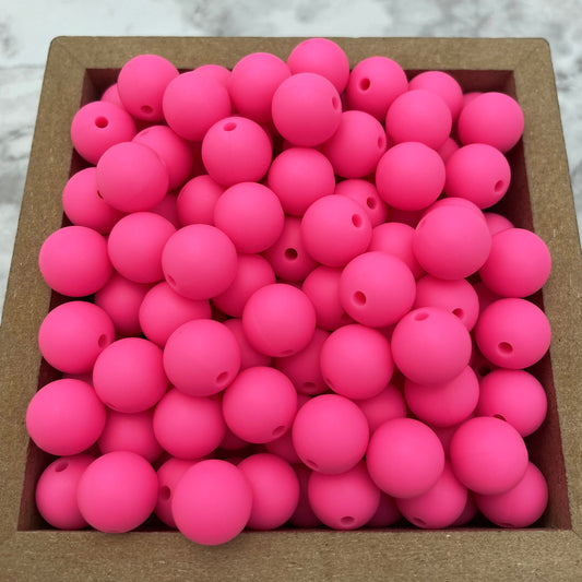 12mm Round Silicone Beads - Hot Pink