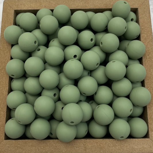 12mm Round Silicone Beads - Matcha Green