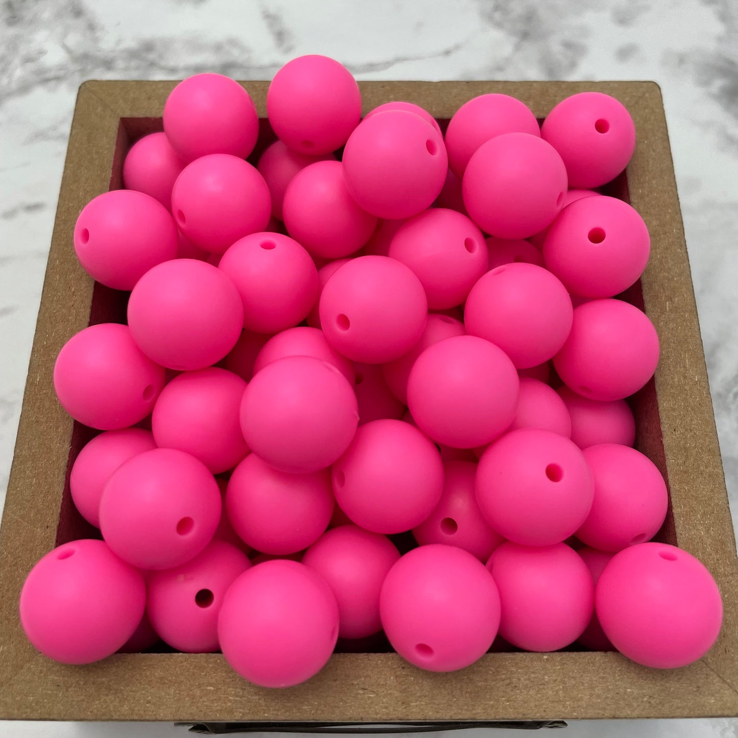 15mm Round Silicone Beads - Hot Pink